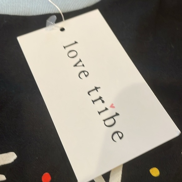 Love Tribe Black 'Friends' Tee with Blue Trim - Picture 5 of 6